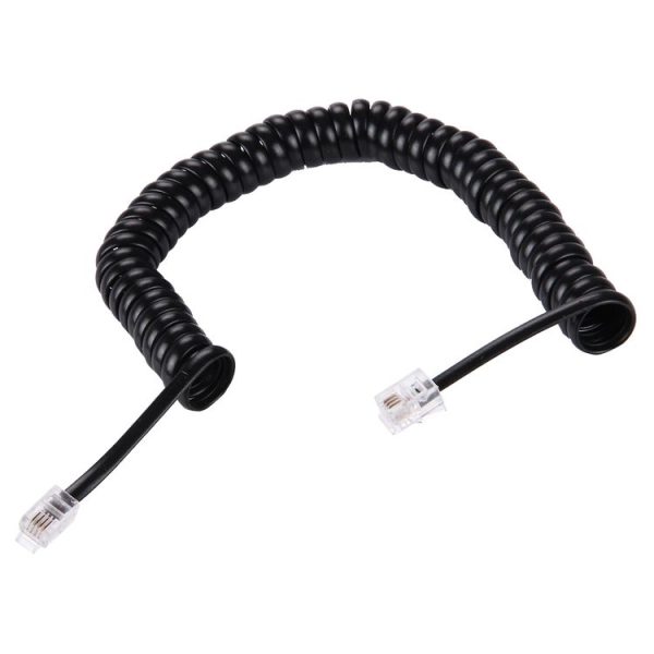 4 Core Male to Male RJ11 Spring Style Telephone Extension Coil Cable Cord Cable, Stretch Length: 2m (Black) - Image 2