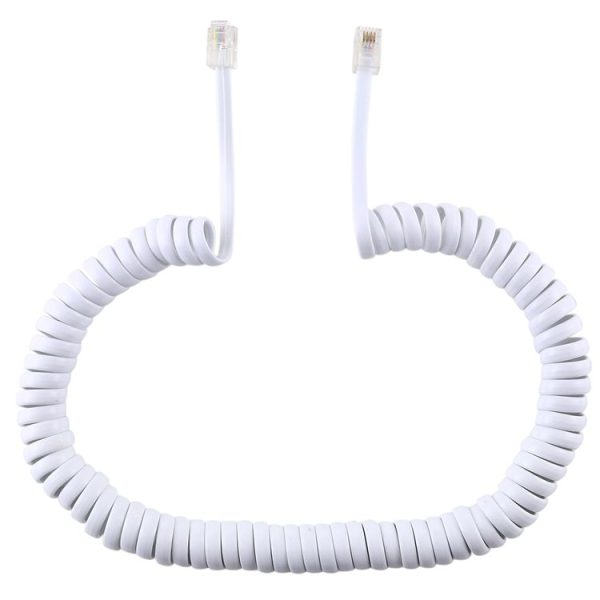 4 Core Male to Male RJ11 Spring Style Telephone Extension Coil Cable Cord Cable, Stretch Length: 3m (White) - Image 2