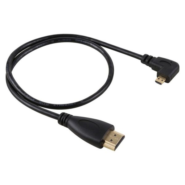 50cm 4K HDMI Male to Micro HDMI Left Angled Male Gold-plated Connector Adapter Cable - Image 2