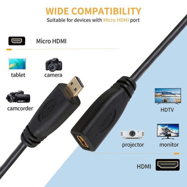 30cm 1080P Micro HDMI Female to Male Gold-plated Connector Adapter Cable - Image 5
