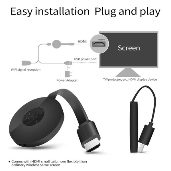 MiraScreen G2 Wireless WiFi Display Dongle Receiver Airplay Miracast DLNA 4K UHD RK3660 TV Stick for iPhone, Samsung, and other Smartphones (Black) - Image 3