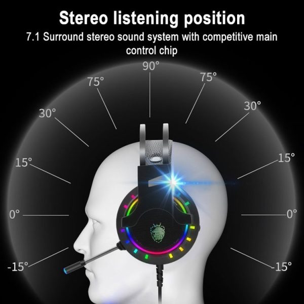 K3 Virtual 7.1 Stereo RGB Backlit Headset with Microphone (Black) - Image 4
