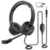 EKSA H12 3.5mm Head-mounted Noise Reduction Wired Headset with Microphone (Black)