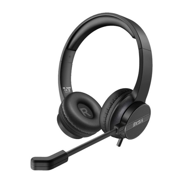 EKSA H12 3.5mm Head-mounted Noise Reduction Wired Headset with Microphone (Black) - Image 2