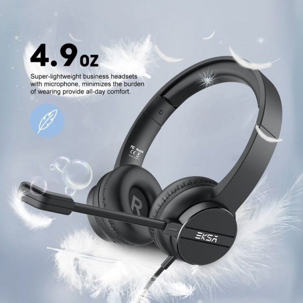 EKSA H12 3.5mm Head-mounted Noise Reduction Wired Headset with Microphone (Black) - Image 3