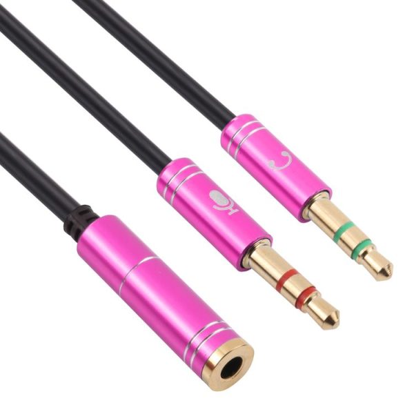 3.5mm Female to 2 x 3.5mm Male Adapter Cable (Rose Red) - Image 2