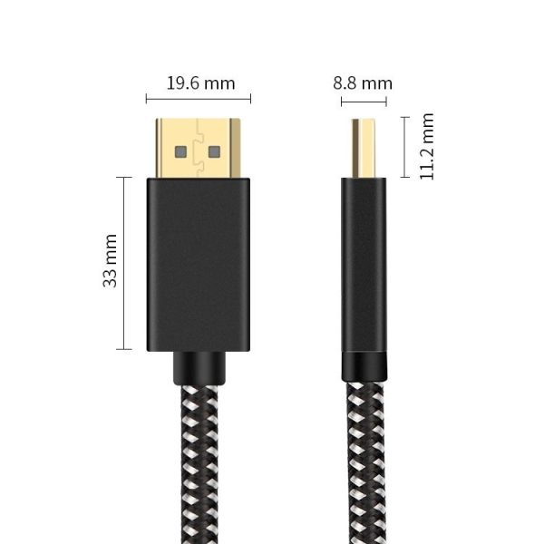 OD6.5mm DP Male to Male DisplayPort Cable, Length: 2m - Image 4