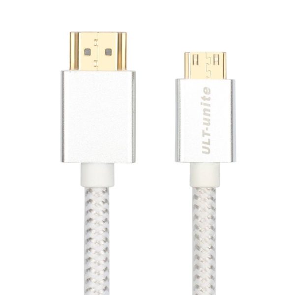 ULT-unite Gold-plated Head HDMI 2.0 Male to Mini HDMI Male Nylon Braided Cable, Cable Length: 3m (Silver) - Image 2