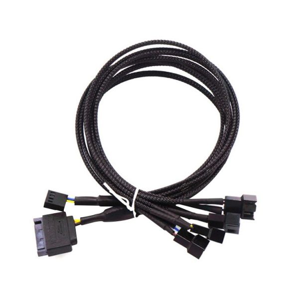 Power Supply SATA + Motherboard 4 Pin to Fan 4 Pin Interface One-to-four Computer Fan Speed Measurement and PWM Extension Cable, Cable Length: 43cm - Image 2