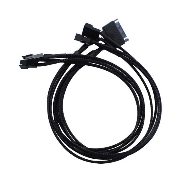 Power Supply SATA + Motherboard 4 Pin to Fan 4 Pin Interface One-to-four Computer Fan Speed Measurement and PWM Extension Cable, Cable Length: 43cm - Image 3