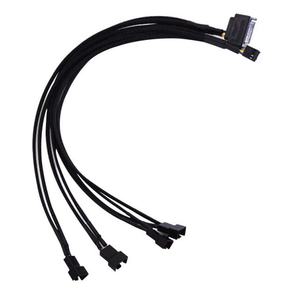 Power Supply SATA + Motherboard 4 Pin to Fan 4 Pin Interface One-to-four Computer Fan Speed Measurement and PWM Extension Cable, Cable Length: 43cm - Image 4