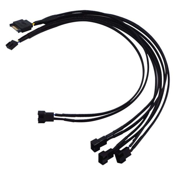 Power Supply SATA + Motherboard 4 Pin to Fan 4 Pin Interface One-to-four Computer Fan Speed Measurement and PWM Extension Cable, Cable Length: 43cm - Image 5