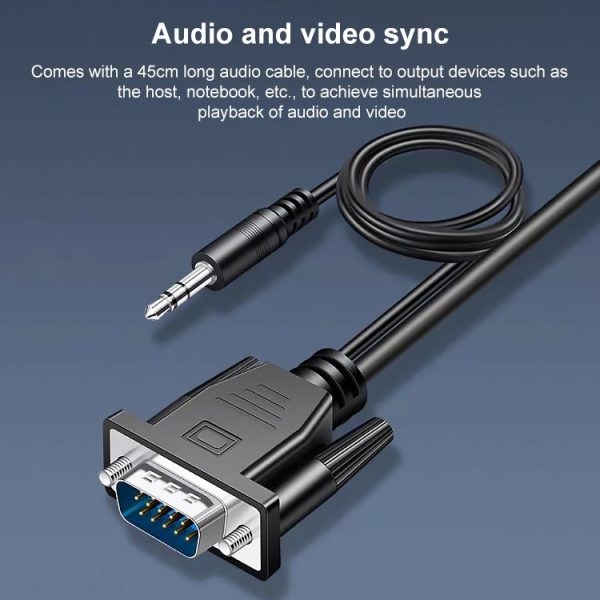 HDCO-VGAM2 1080P VGA Male to HDMI Female Converter with 3.5mm Audio Cable - Image 4