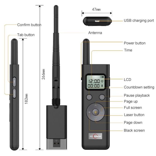 ASiNG A300 Green Light PPT Page Turning Pen Remote Control Demonstration Pen Wireless Presenter - Image 2