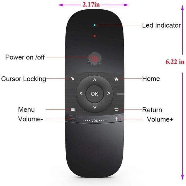 W1 Wireless QWERTY 57-Keys Keyboard 2.4G Air Mouse Remote Controller with LED Indicator for Android TV Box, Mini PC, Smart TV, Projector, HTPC, All-in-one PC / TV - Image 3