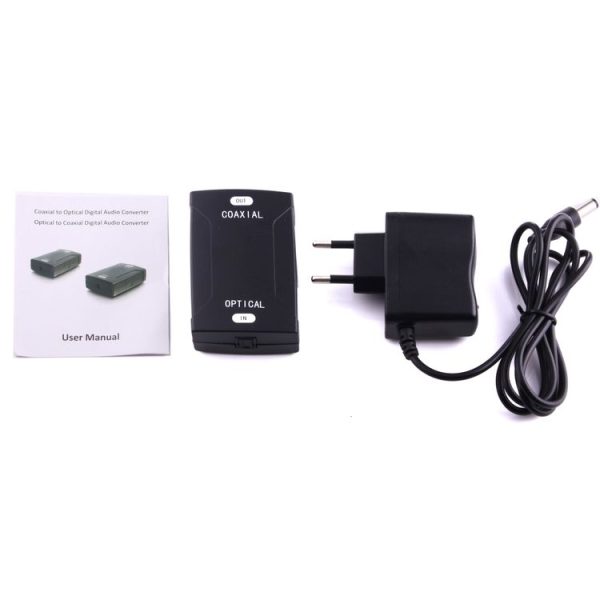 Optical Toslink Input to Coaxial RCA Output Digital Audio Converter Adapter (Black) - Image 4