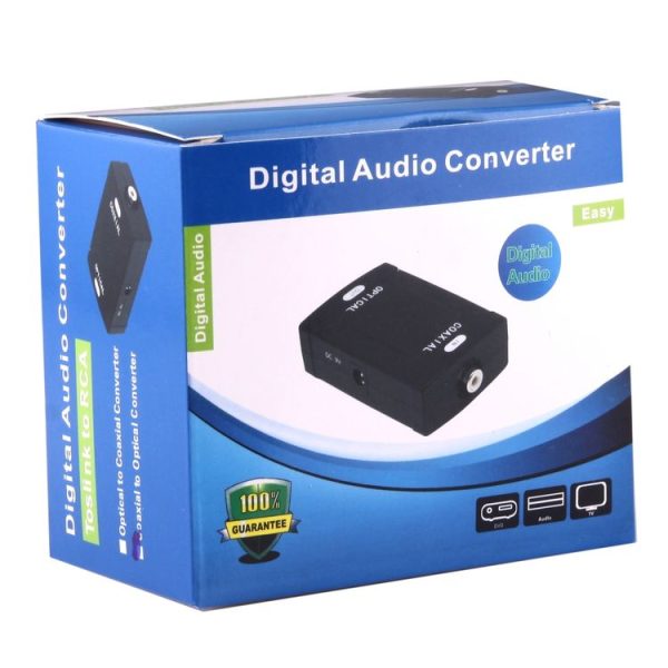 Coaxial RCA Input to Optical Toslink Output Digital Audio Converter Adapter (Black) - Image 5