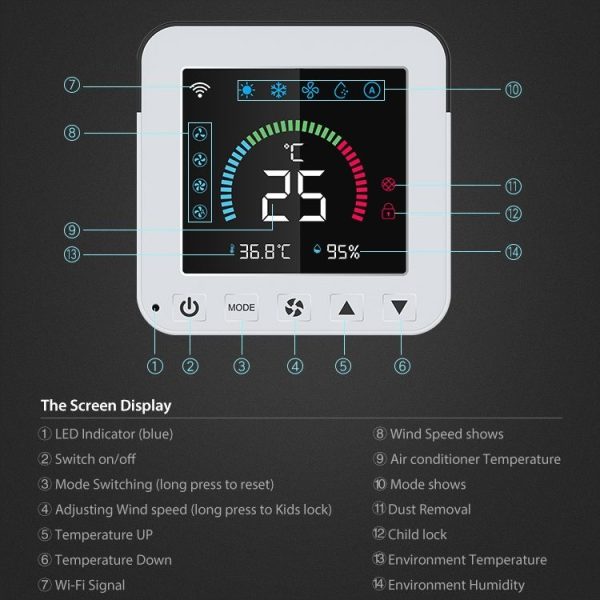 NEO NAS-RT01W WiFi Smart Color Screen Infrared Air Conditioner Controller Thermostat (White) - Image 14