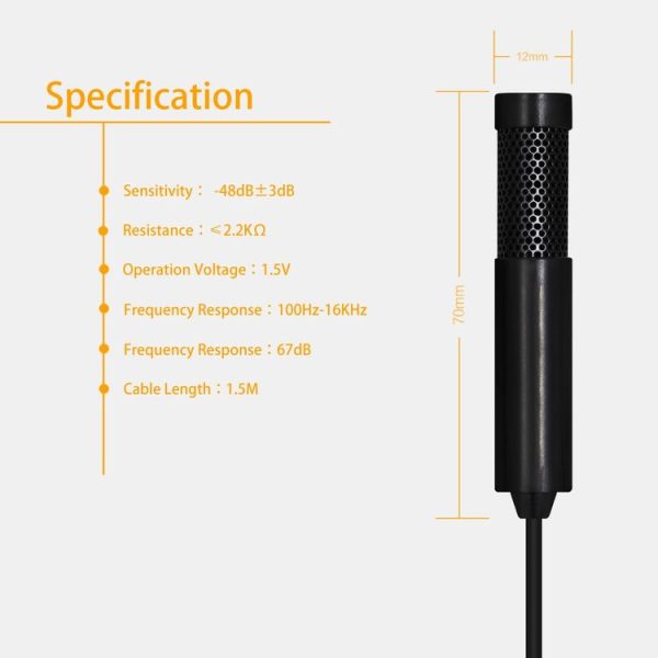 Yanmai SF555 Mini Professional 3.5mm Jack Studio Stereo Condenser Recording Microphone, Cable Length: 1.5m, Compatible with PC and Mac for Live Broadcast Show, KTV, etc. (Black) - Image 4