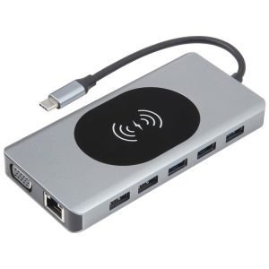 14 in 1 Type-C Docking Station with Wireless Charging (1000M Network Port)