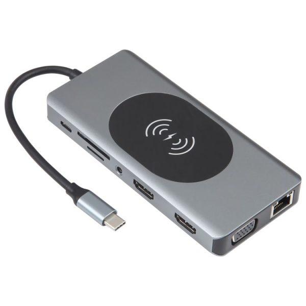 14 in 1 Type-C Docking Station with Wireless Charging (1000M Network Port) - Image 2