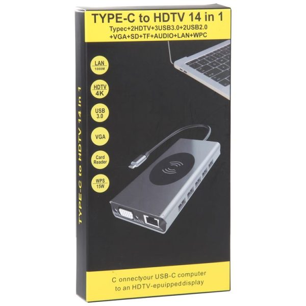 14 in 1 Type-C Docking Station with Wireless Charging (1000M Network Port) - Image 4