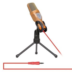 Yanmai SF666 Professional Condenser Sound Recording Microphone with Tripod Holder, Cable Length: 1.3m, Compatible with PC and Mac for Live Broadcast Show, KTV, etc. (Gold)
