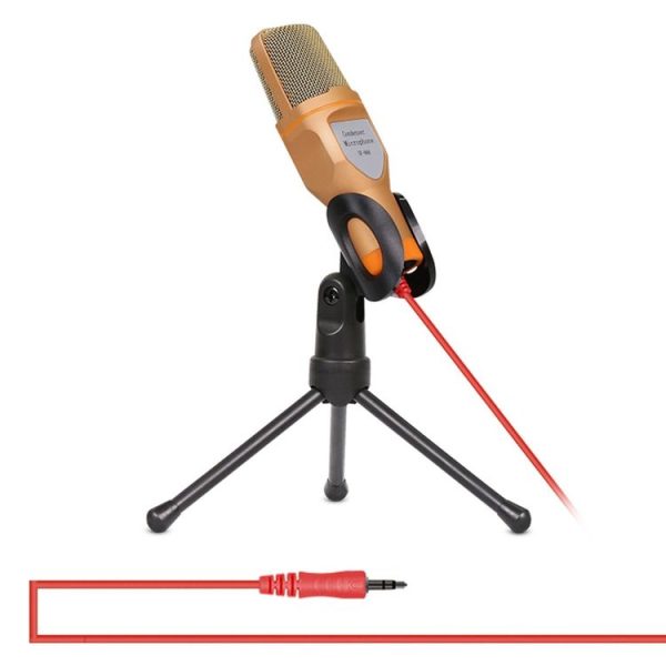 Yanmai SF666 Professional Condenser Sound Recording Microphone with Tripod Holder, Cable Length: 1.3m, Compatible with PC and Mac for Live Broadcast Show, KTV, etc. (Gold) - Image 2