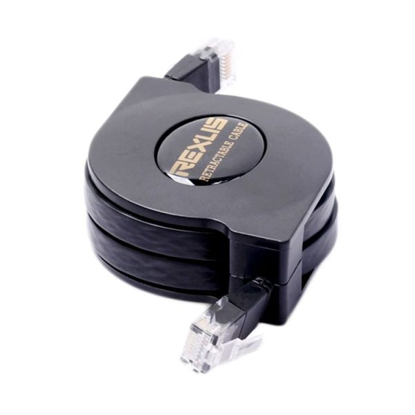 REXLIS 2m CAT6 Retractable Flat RJ45 Ethernet Network LAN Cable (Black) - Image 2