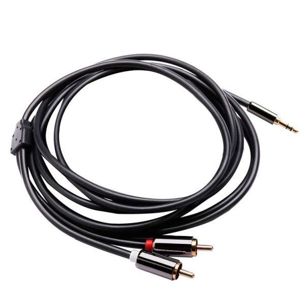2m Gold Plated 3.5mm Jack to 2 x RCA Male Stereo Audio Cable - Image 2