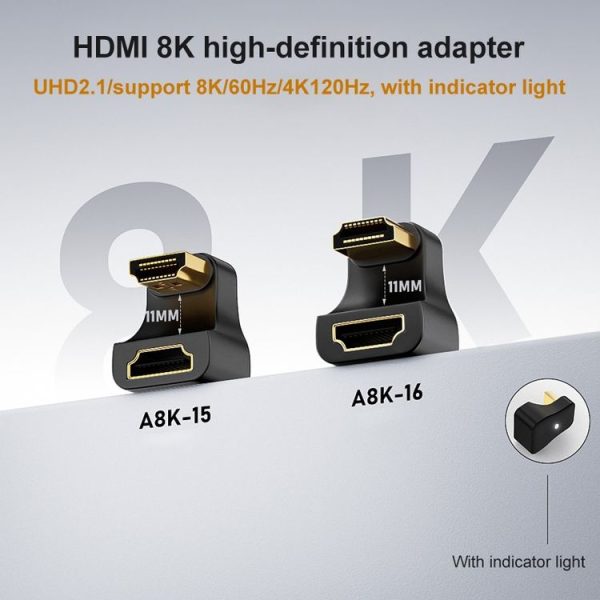 A8K-16 8K HDMI Male to HDMI Female U-bend Adapter - Image 3