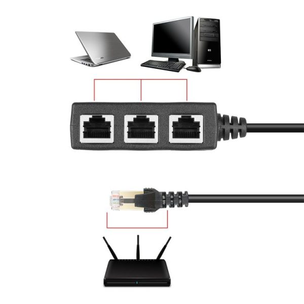 1 to 3 Socket LAN Ethernet Network RJ45 Plug Splitter Extender - Image 7