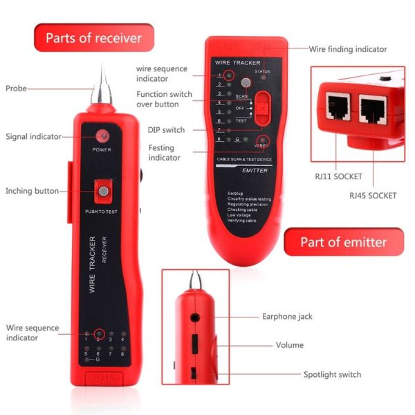RJ11 / RJ45 Telephone Wire Tracker Ethernet LAN Network Cable Tester Detector Line Finder - Image 5