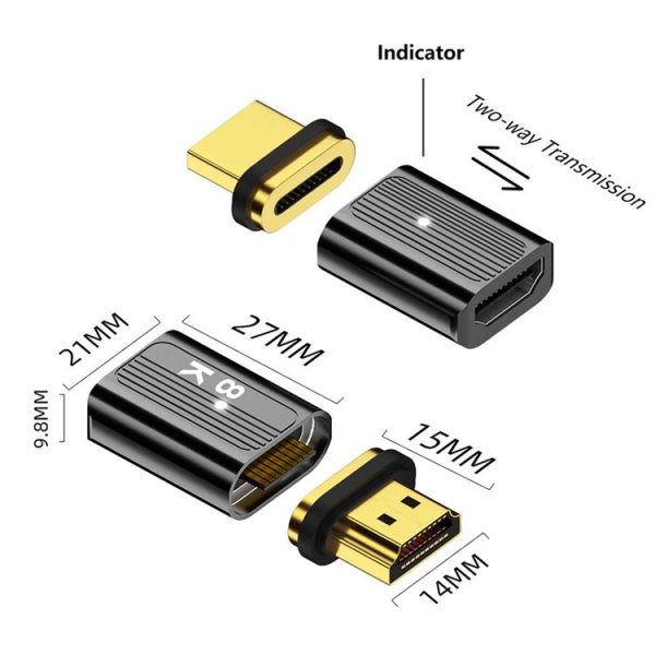 8K 60Hz HDMI Male to HDMI Female Magnetic Adapter (Blue) - Image 3