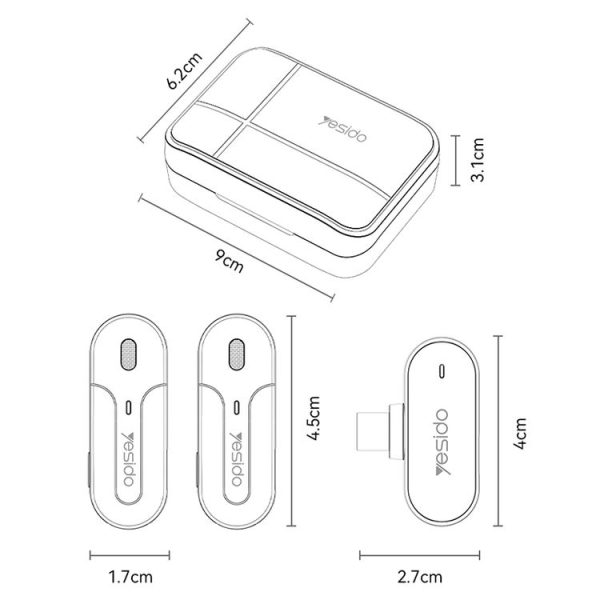 YESIDO KR16 2 in 1 Wireless Lavalier Microphone 8 Pin Receiver with Charging Box - Image 9