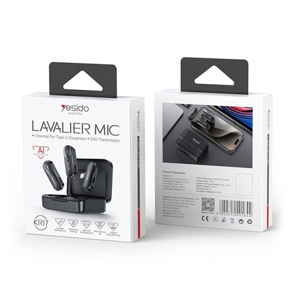 YESIDO KR17 2 in 1 Wireless Lavalier Microphone Type-C Receiver with Charging Box - Image 10