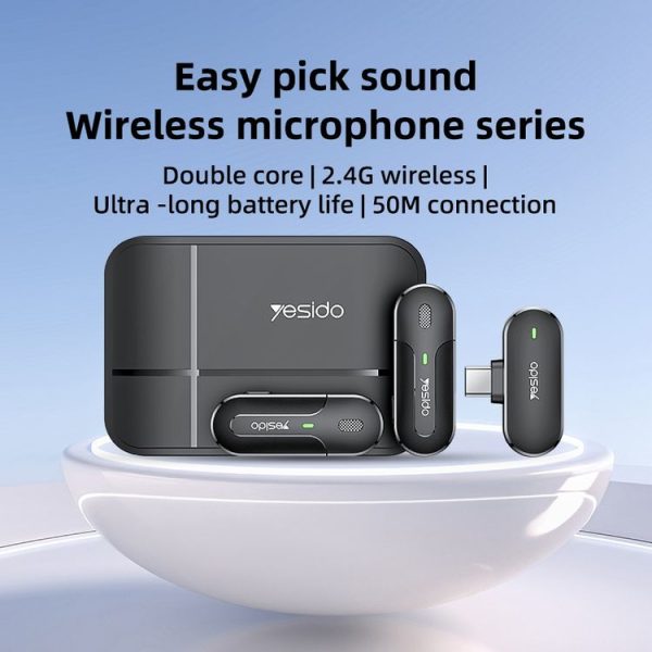 YESIDO KR17 2 in 1 Wireless Lavalier Microphone Type-C Receiver with Charging Box - Image 2