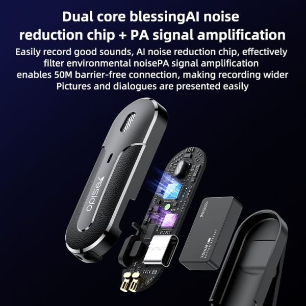 YESIDO KR17 2 in 1 Wireless Lavalier Microphone Type-C Receiver with Charging Box - Image 4