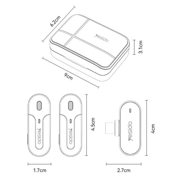 YESIDO KR17 2 in 1 Wireless Lavalier Microphone Type-C Receiver with Charging Box - Image 9