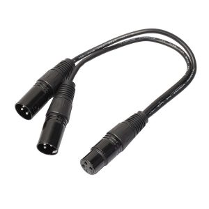 30cm 3 Pin XLR CANNON 1 Female to 2 Male Audio Connector Adapter Cable for Microphone / Audio Equipment (Black)