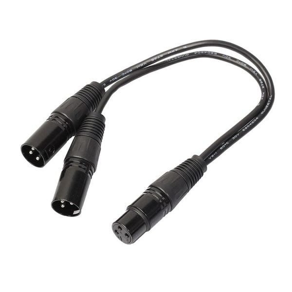 30cm 3 Pin XLR CANNON 1 Female to 2 Male Audio Connector Adapter Cable for Microphone / Audio Equipment (Black)