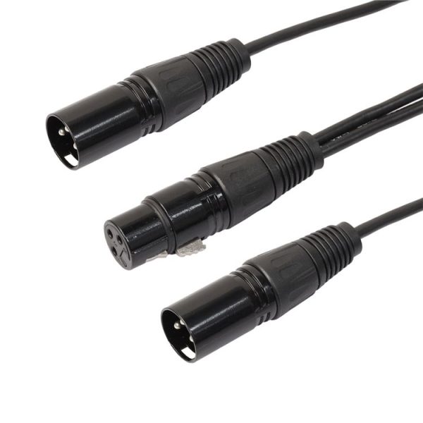 30cm 3 Pin XLR CANNON 1 Female to 2 Male Audio Connector Adapter Cable for Microphone / Audio Equipment (Black) - Image 2