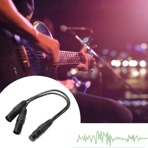 30cm 3 Pin XLR CANNON 1 Female to 2 Male Audio Connector Adapter Cable for Microphone / Audio Equipment (Black) - Image 4
