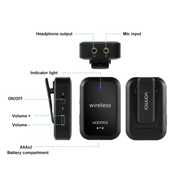 Yanmai BT8 Bluetooth Wireless Microphone (Black) - Image 2