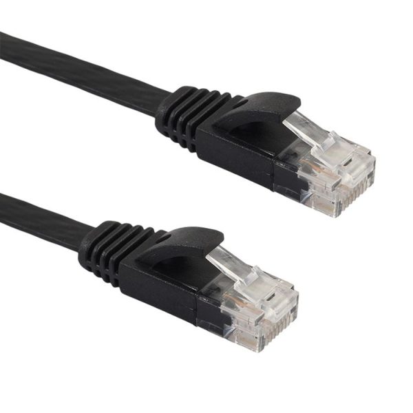 1m CAT6 Ultra-thin Flat Ethernet Network LAN Cable, Patch Lead RJ45 (Black) - Image 3