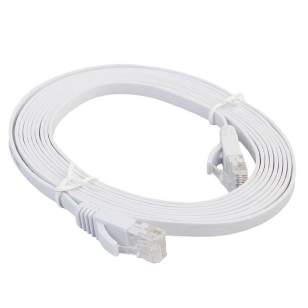 2m CAT6 Ultra-thin Flat Ethernet Network LAN Cable, Patch Lead RJ45 (White) - Image 2