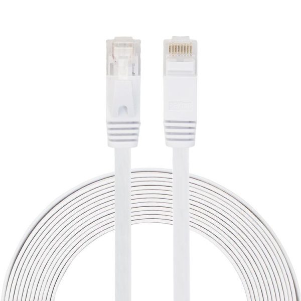 5m CAT6 Ultra-thin Flat Ethernet Network LAN Cable, Patch Lead RJ45 (White)