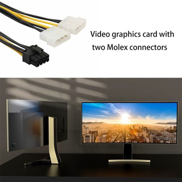18cm Y Shape 8 Pin PCI Express to Dual 4 Pin Molex Graphics Card Power Cable - Image 6
