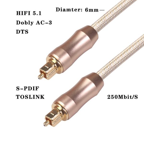 QHG02 SPDIF Toslink Gold-plated Fiber Braided Optic Audio Cable, Length: 2m - Image 5