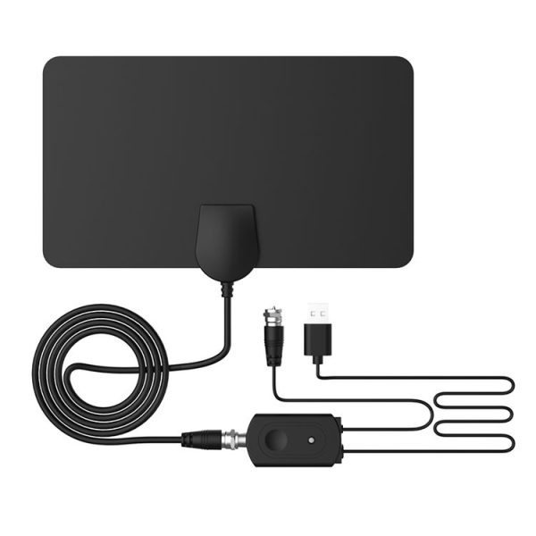 AN-1001 5dBi / 25dBi Indoor HDTV Antenna with Dual-side Sticker, VHF170-230 / UHF470-862MHz (Black)